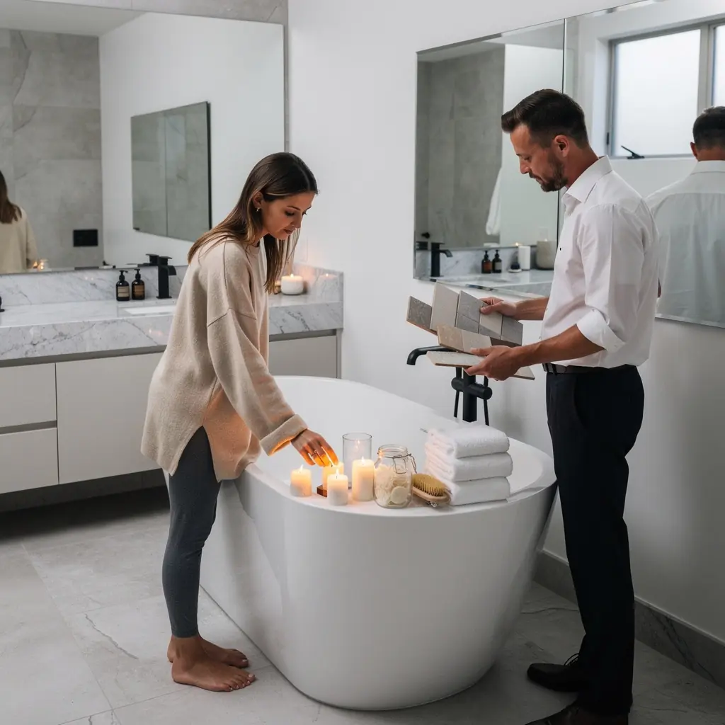 Коридор с оригинальными элементами дизайна и эффективным освещением.